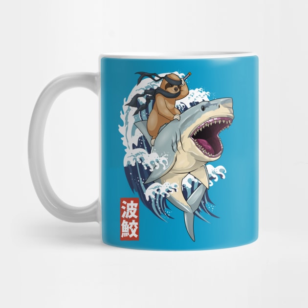 Samurai Sloth on Shark Wave by GoshWow®